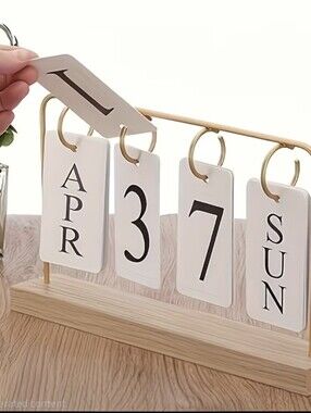 NIB Perpetual Desk Or Shelf Calendar with White Number & Letter Cards